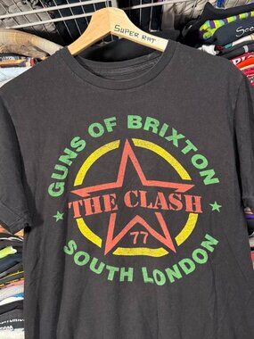 The Clash Guns of Brixton South London 77 graphic t shirt black punk rock